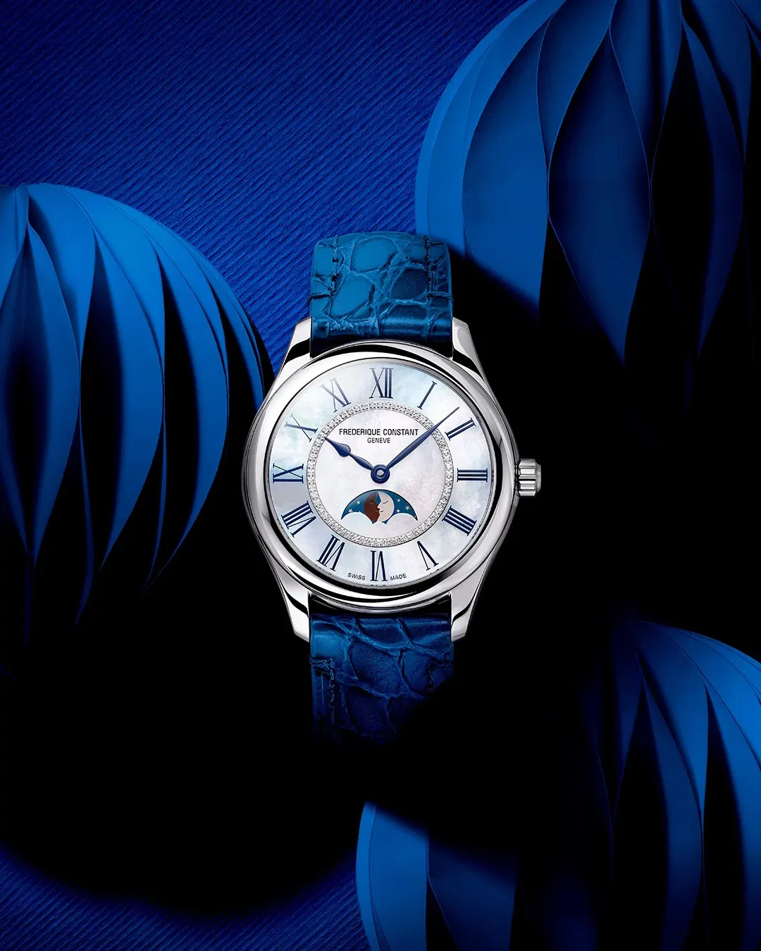 Elegant Clockwork 狂三 fbr 銀サイン Classics Elegance Luna Watch FC-331MPWND3B6 | Frederique Constant